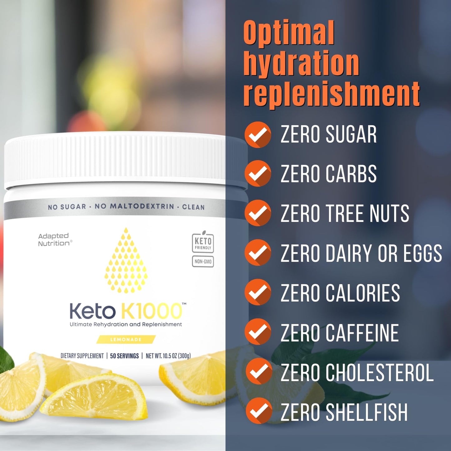 Hi-Lyte Keto K1000 Electrolyte Powder | Raspberry Lemon | Hydration Supplement Drink Mix | Boost Energy & Beat Leg Cramps | No Sugar, No Maltodextrin | 50 Servings