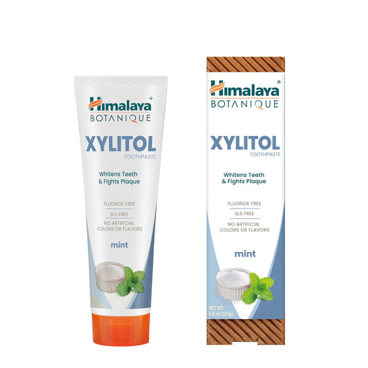 Himalaya Botanique Whitening Antiplaque Toothpaste with Xylitol, Fluoride Free, for Plaque Reduction & Gentle Whitening, 4 oz - Nirvana Guru