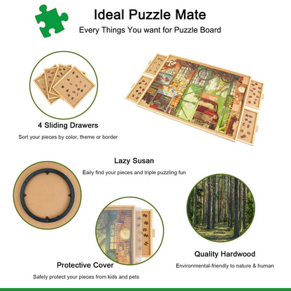 ALL4JIG 1500 Piece Rotating Puzzle Board with Drawers and Cover,25"x34"Portable Wooden Jigsaw Puzzle Table for Adults Portable,Lazy Susan Spinning Puzzle Boards Birthday Gift for mom Nirvana Guru