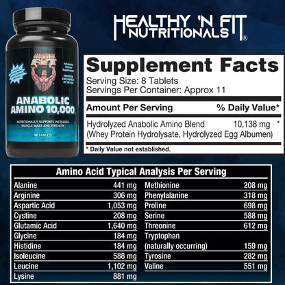 Healthy 'N Fit ANABOLIC Amino 10,000 90 Tablets, EAA & BCAA - 10,000 MGS Amino Acids per Serving Nirvana Guru