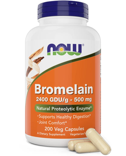 NOW Foods Supplements, Bromelain (Natural Proteolytic Enzyme) 2,400 GDU/g - 500 mg, Natural Proteolytic Enzyme*, 120 Veg Capsules Nirvana Guru