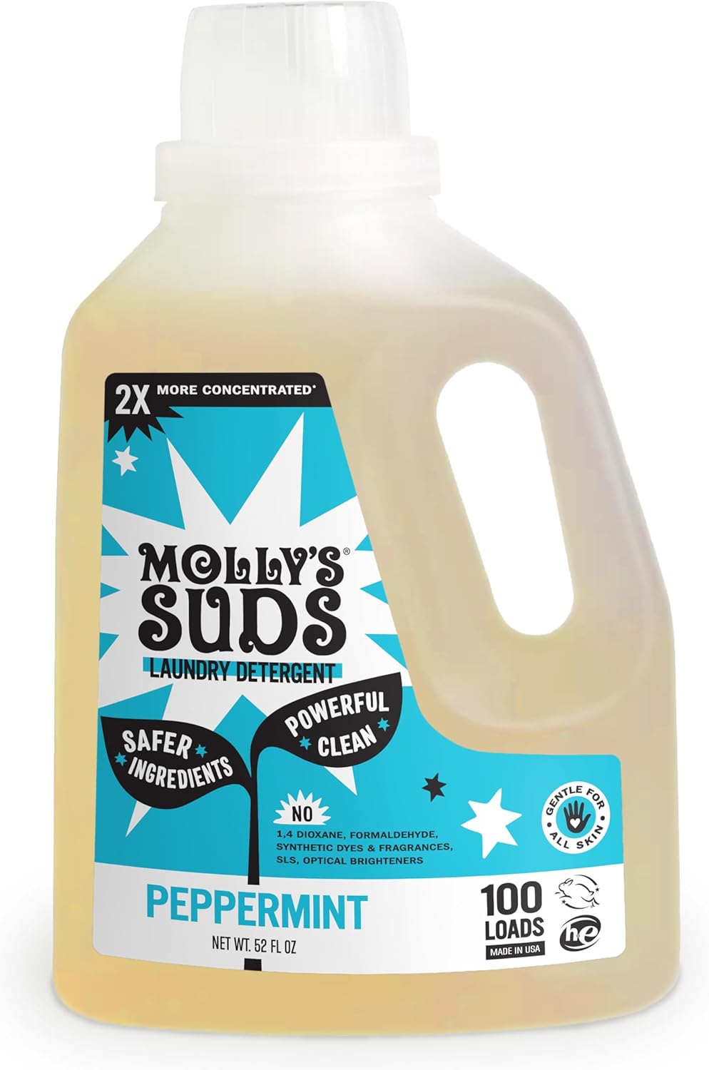 Molly's Suds Liquid Laundry Detergent | Clean Laundry Detergent Soap for Sensitive Skin | 2x Concentrated, High Efficiency (HE) | Unscented - 100 Loads Nirvana Guru
