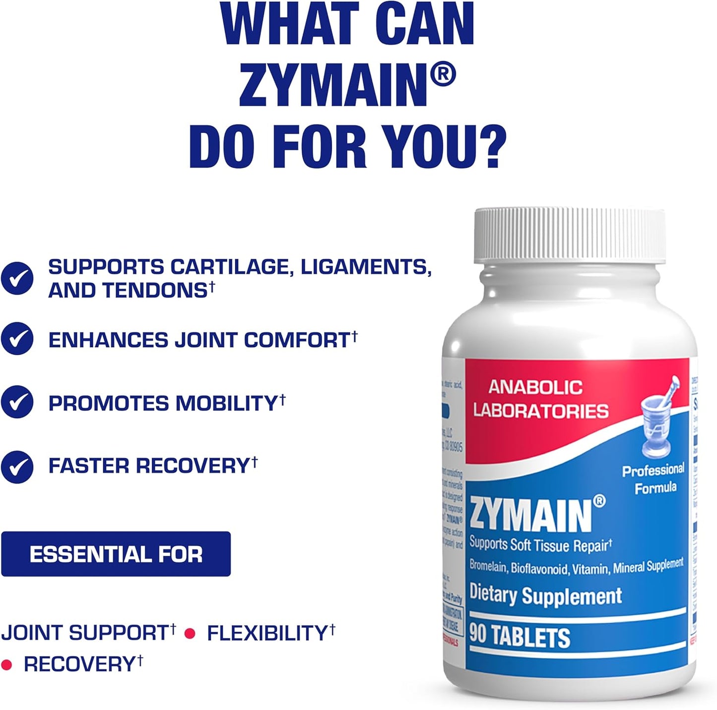Cartilage Ligament and Tendon Supplement - Clinical Restorative Joint Support Formula with Bovine Cartilage Minerals and Proteolytic Enzymes for Enhanced Comfort Mobility Zymain 90 Support Nirvana Guru
