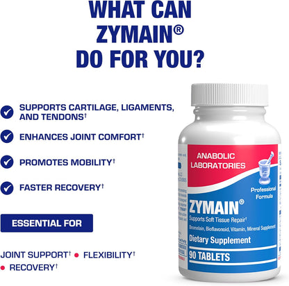 Cartilage Ligament and Tendon Supplement - Clinical Restorative Joint Support Formula with Bovine Cartilage Minerals and Proteolytic Enzymes for Enhanced Comfort Mobility Zymain 90 Support Nirvana Guru