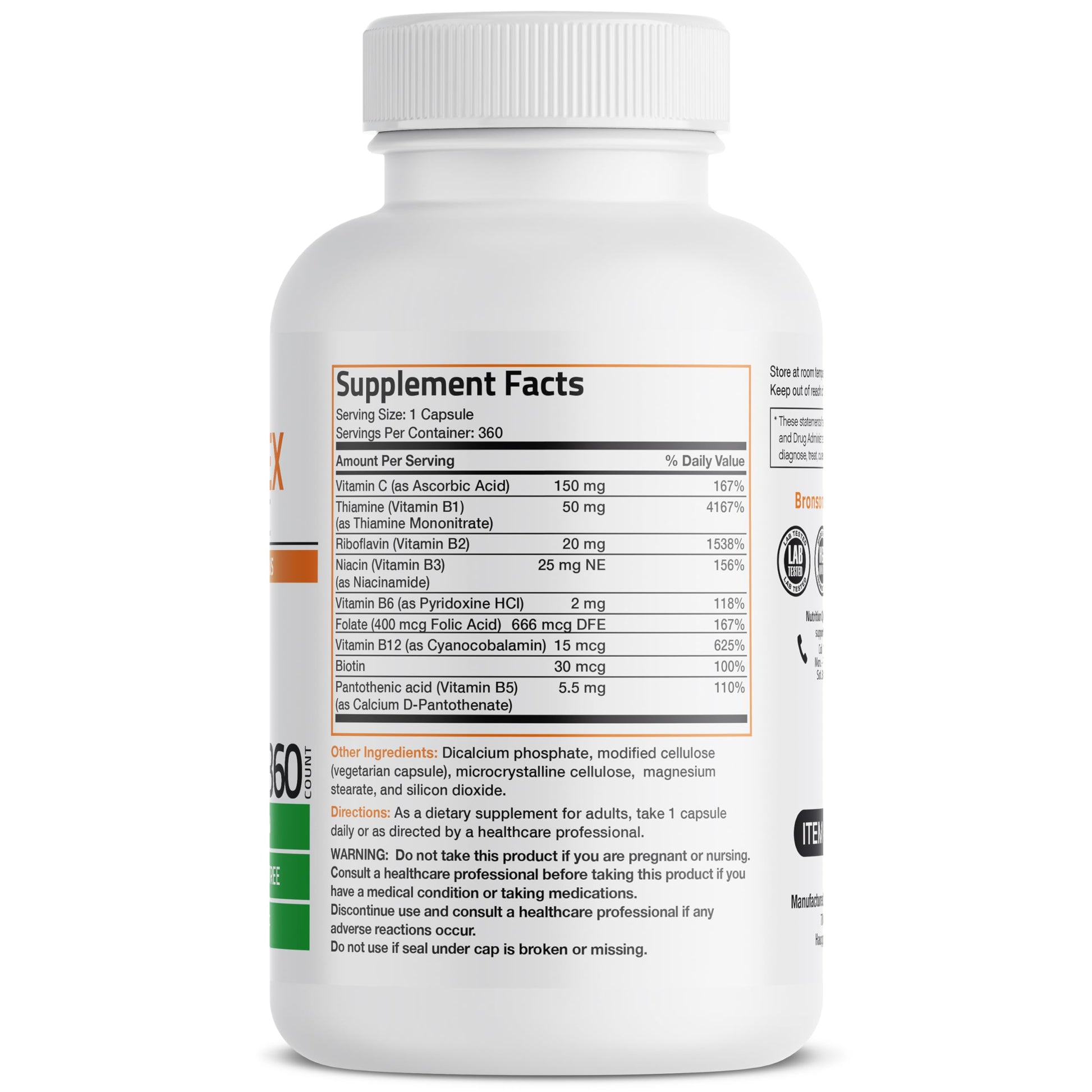 Bronson Vitamin B Complex with Vitamin C - Immune Health, Energy Support & Nervous System Support - Non-GMO, 250 Vegetarian Capsules Nirvana Guru