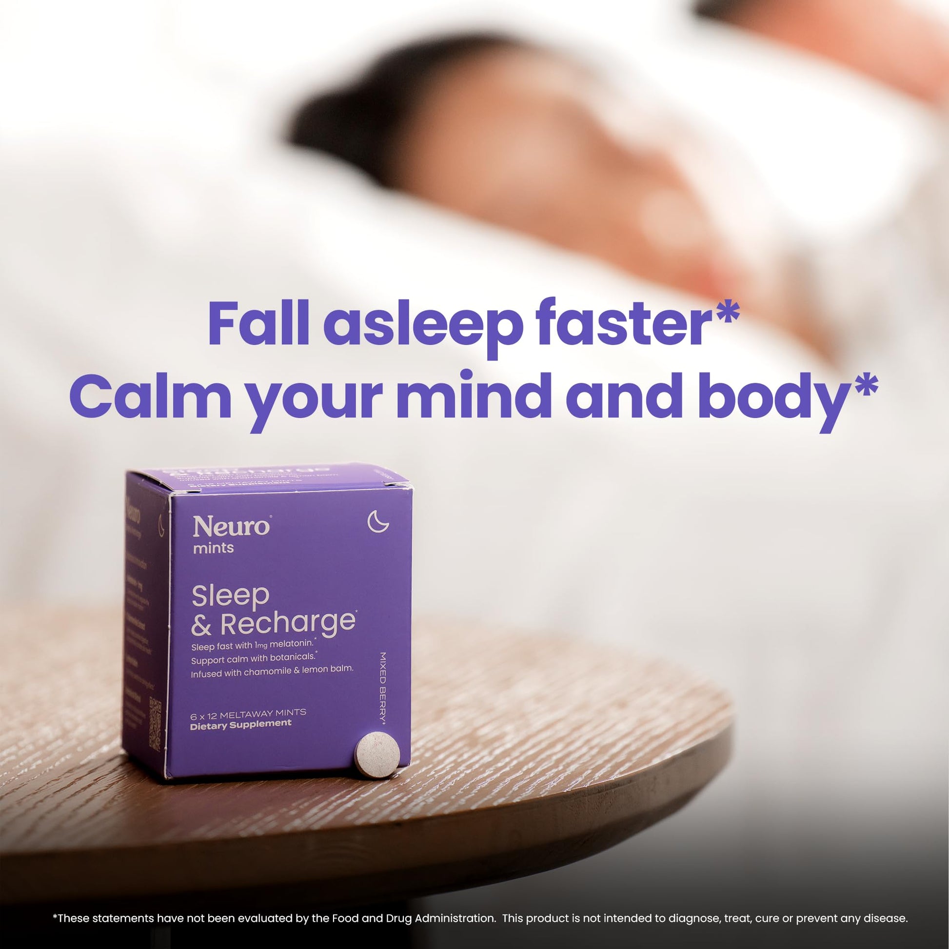 NeuroGum Sleep & Recharge Meltaway Mints | 1mg Melatonin + Chamomile + Elderberry + Lemon Balm + Passion Flower | Natural Sugar Free Rest & Relaxation Supplement (Mixed Berry, 144 Pieces) Nirvana Guru
