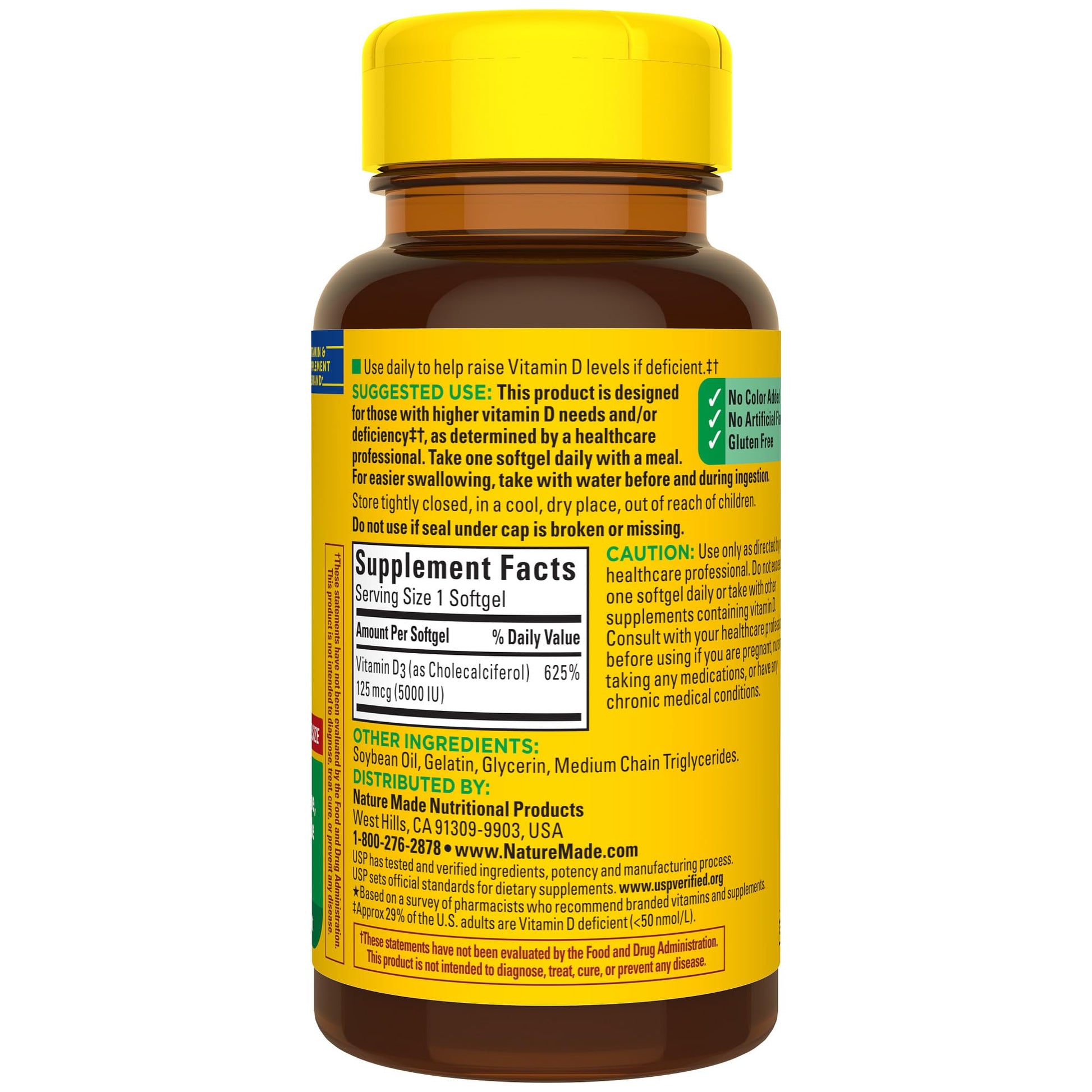 Nature Made Extra Strength Vitamin D3 5000 IU (125 mcg), Dietary Supplement for Bone, Teeth, Muscle and Immune Health Support, 180 Softgels, 180 Day Supply - Nirvana Guru