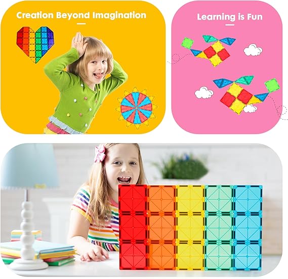 Gemmicc Magnetic Tiles 100 PCS with 2 Cars, STEM Approved Educational Magnet BuildingToys, Magnet Puzzles Stacking Blocks for Boys Girls Nirvana Guru