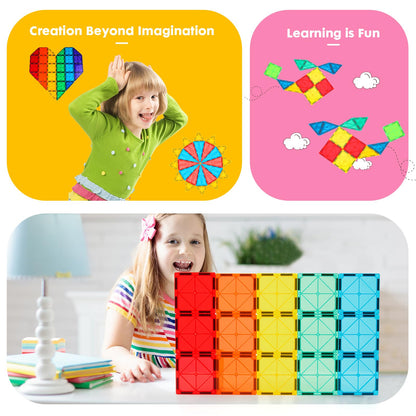 Gemmicc Magnetic Tiles, Deluxe 136 PCS Building Blocks Magnet Toys for Kids,3D Magnet Puzzles Stacking Blocks for Boys Girls,Huge Set with 2 Cars Nirvana Guru