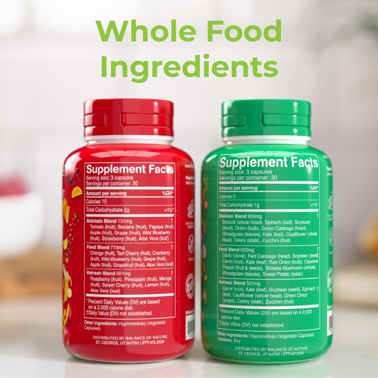 Balance of Nature Fruits and Veggies Supplements - Whole Fruit and Vegetable Ingredients for Women, Men, and Kids - 90 Fruit Capsules, 90 Veggie Capsules - 1 Set Nirvana Guru