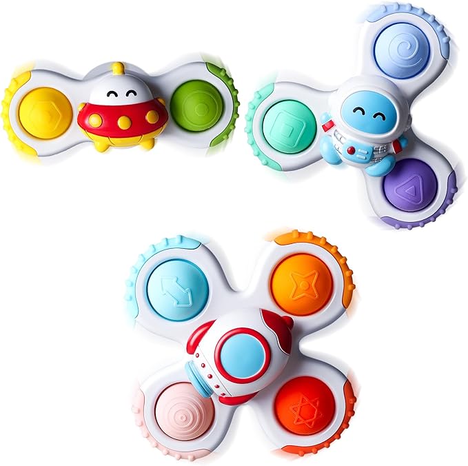 ALASOU 3PCS Pop Suction Cup Spinner Toys for 1 Year Old Boy Girl|Novelty Spinning Tops Toddler Toys Age 1-2|Sensory Baby Bath Toy for Toddlers 1-3|12 18 Months Boy Birthday Gift for Infant nirvanaguru
