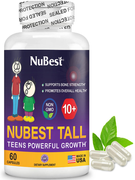 NuBest Tall 10+ Premium Bone Strength Formula, Enhanced Immunity and Overall Health for Age 10+ with Calcium, Vitamin D3, Vitamin K2, and Multivitamins | 60 Capsules | 1 Month Supply Nirvana Guru