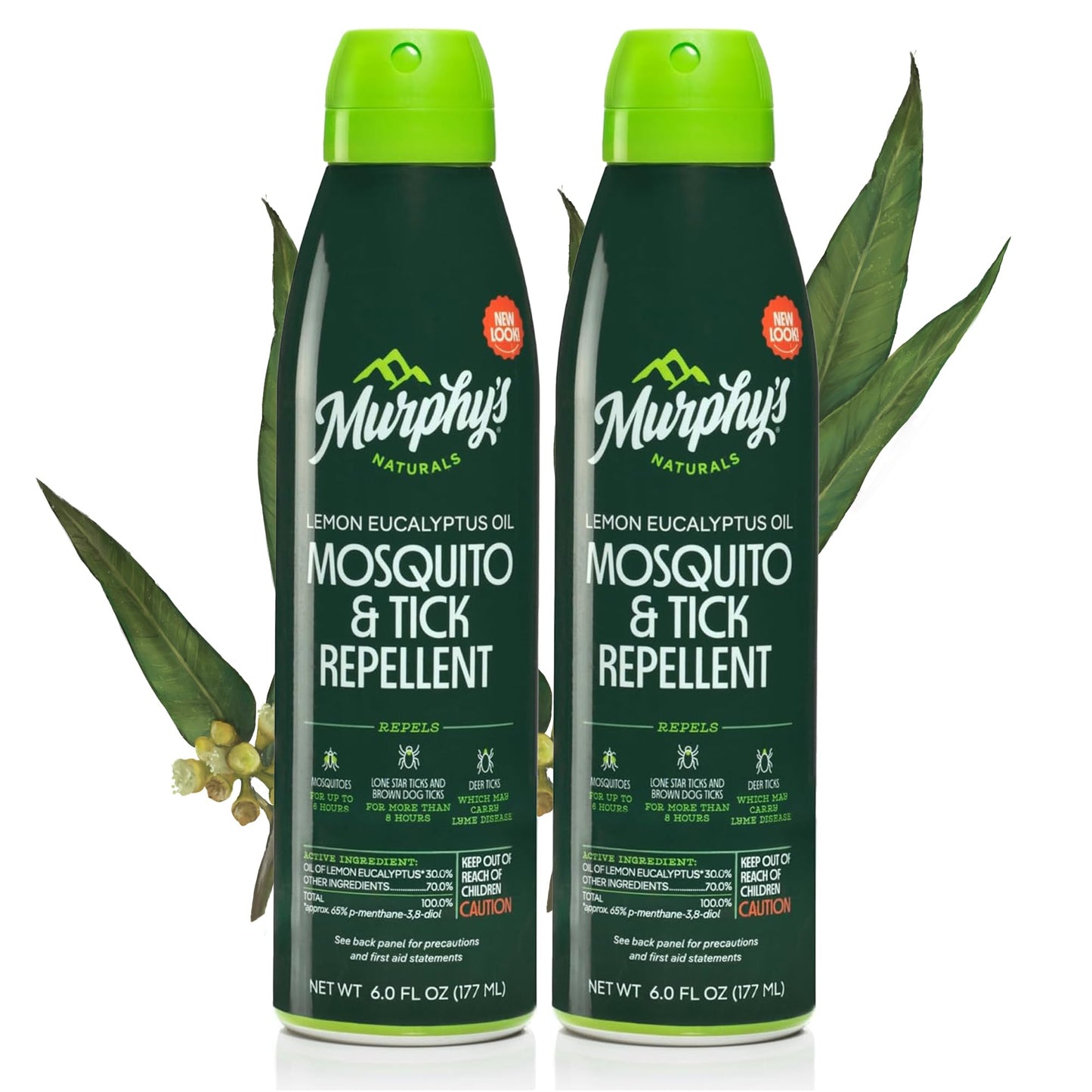 Murphy's Naturals Mosquito & Tick Bug Repellent Spray, Oil of Lemon Eucalyptus for Skin + Outdoor Gear, DEET-Free, 4 Ounce Pump, 2-Pack