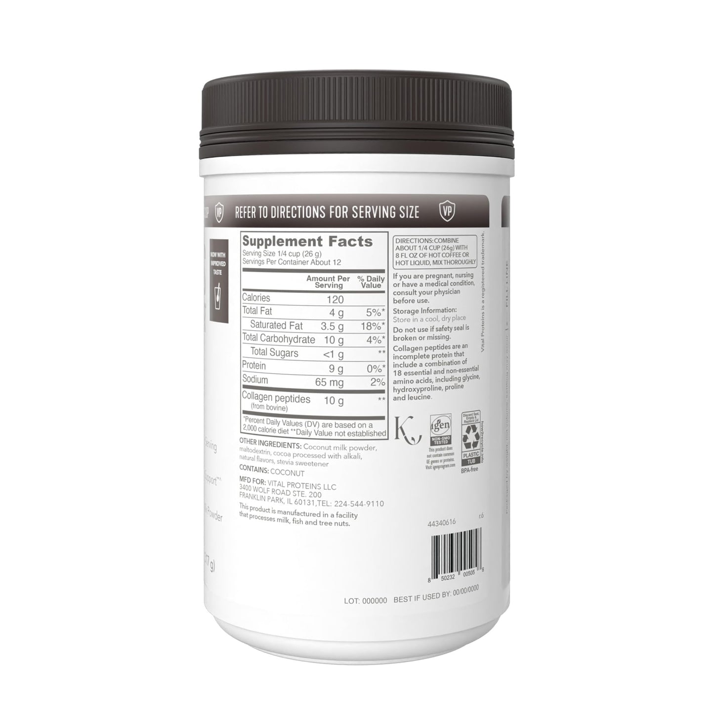 Vital Proteins Collagen Coffee Creamer, Coconut Milk based & Low Sugar Powder with Collagen Peptides Supplement - Supporting Healthy Hair, Skin, Nails with Energy-Boosting MCTs - Mocha 11.2oz - Nirvana Guru