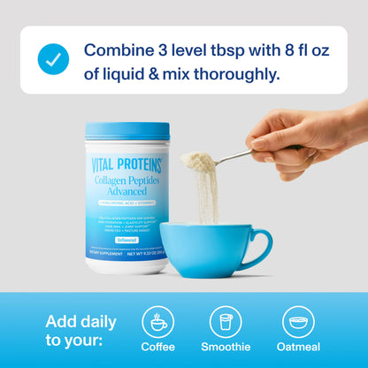 Vital Proteins Collagen Peptides Powder Advanced with Hyaluronic Acid & Vitamin C, Collagen Supplements, Unflavored, 13 Servings - Nirvana Guru