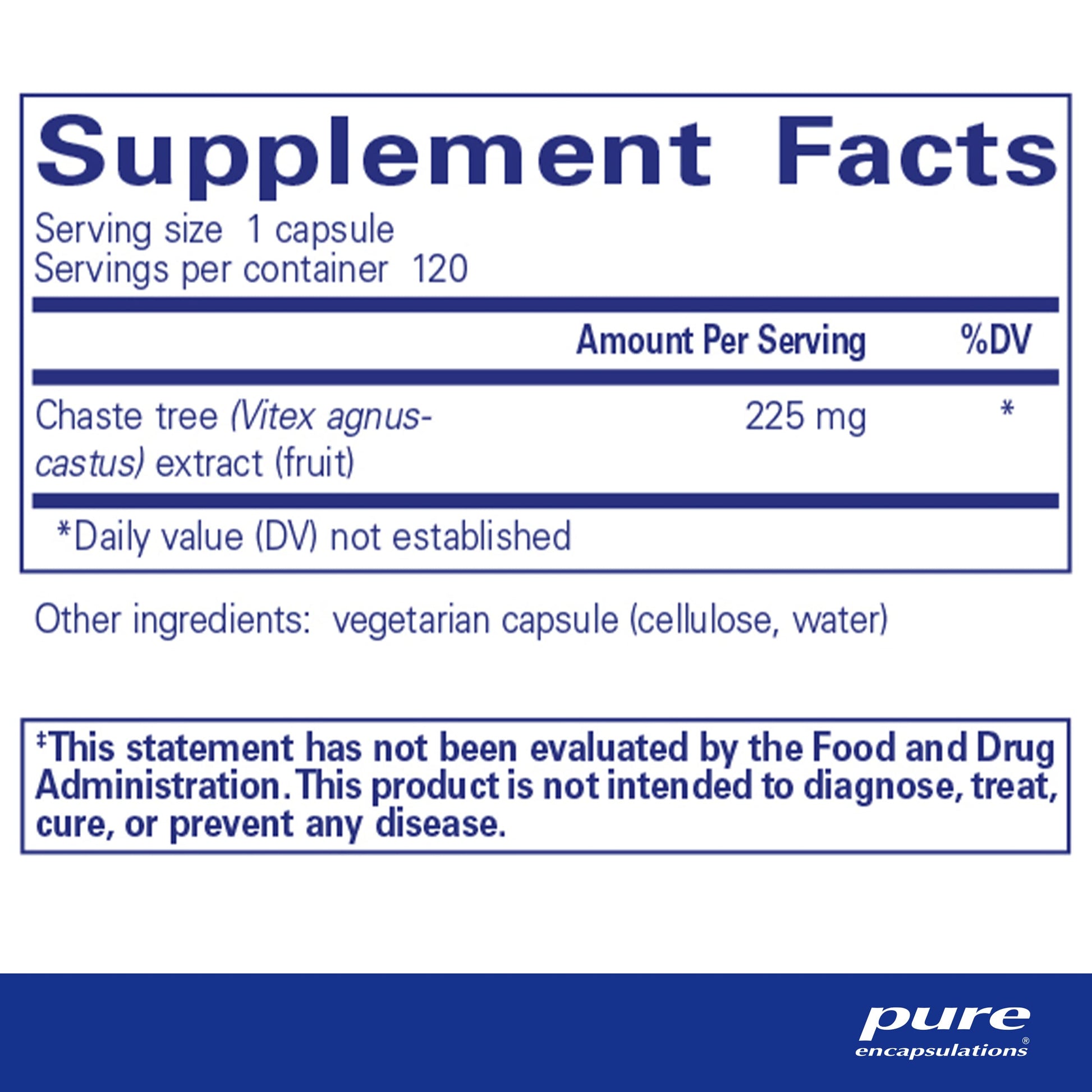Pure Encapsulations Chaste Tree (Vitex) - Supports Menstrual Cycle Regularity - for Breast Comfort* - Women's Supplement - Hormonal Balance Support - Non-GMO & Vegan - 120 Capsules - Nirvana Guru
