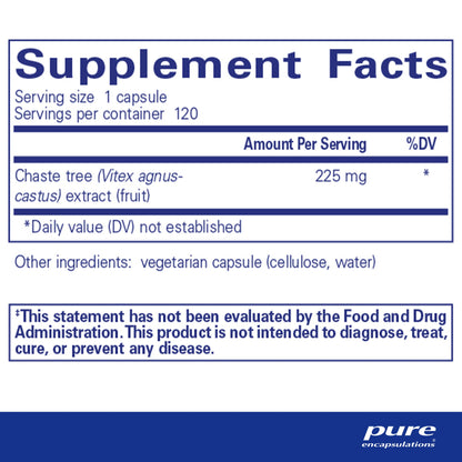 Pure Encapsulations Chaste Tree (Vitex) - Supports Menstrual Cycle Regularity - for Breast Comfort* - Women's Supplement - Hormonal Balance Support - Non-GMO & Vegan - 120 Capsules - Nirvana Guru
