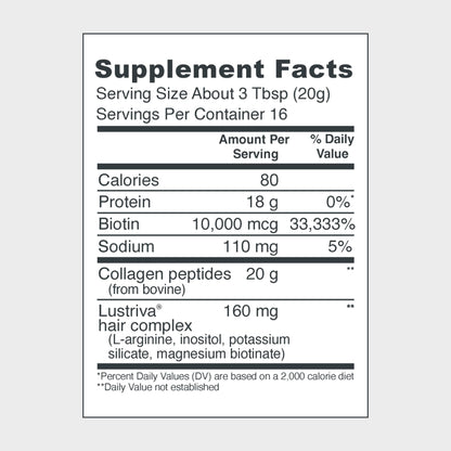 Vital Proteins Collagen Peptides + Biotin 10000mcg Hair Complex, Hair Growth Supplement - Clinically Studied Lustriva to Promote Thicker Fuller Hair, 20g Unflavored Collagen for Women 11.4oz Powder - Nirvana Guru