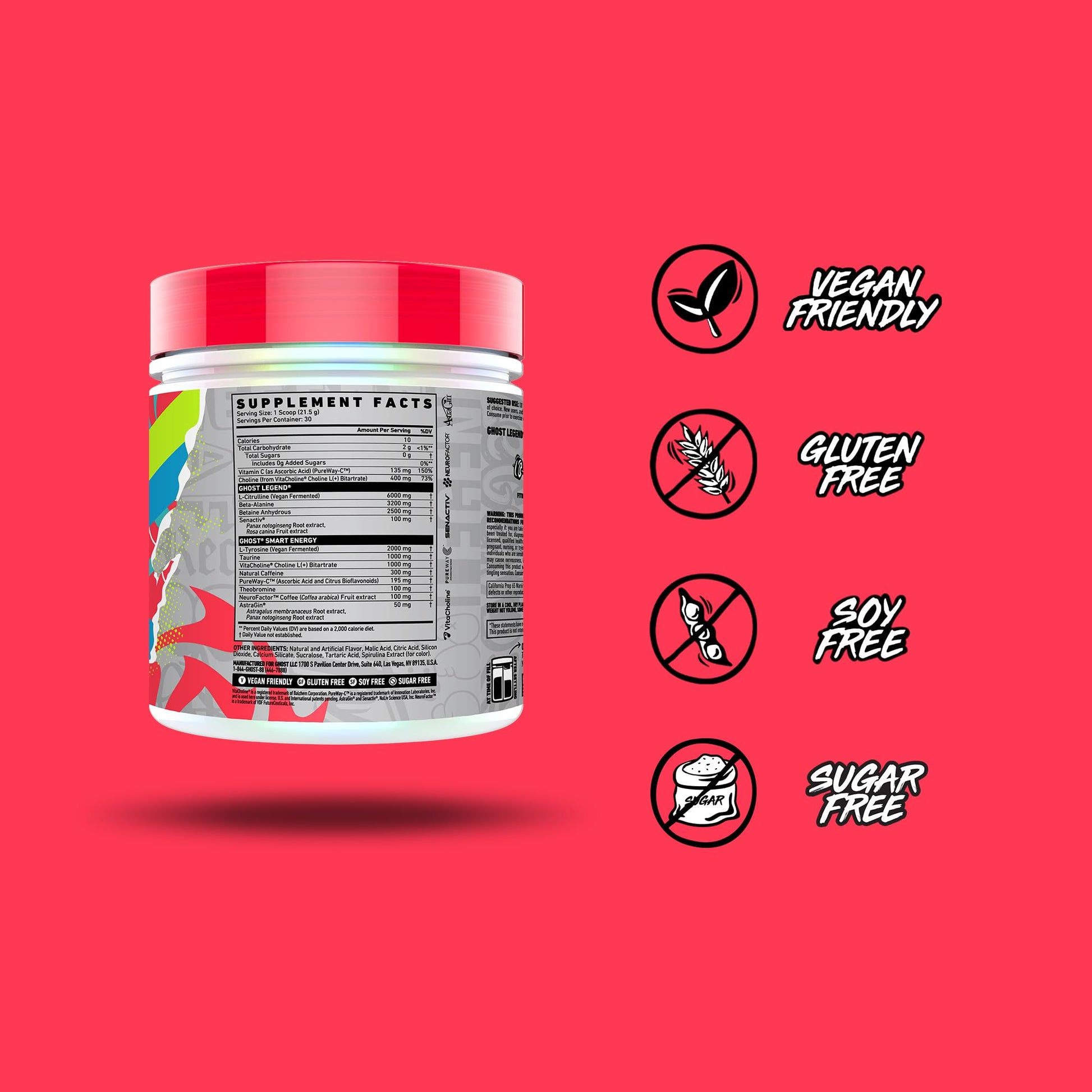 GHOST Legend Pre-Workout Powder, Blue Raspberry - 30 Servings – Pre-Workout for Men & Women with Choline, L-Citrulline, & Beta Alanine for Energy & Focus Nirvana Guru
