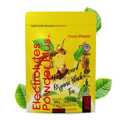 PowerVitamin Lemonade Electrolytes Powder No Sugar for Daily Energy - Keto Electrolytes - Hydration Powder with 1000mg Potassium, 120mg Calcium, Magnesium, Organic Vitamin C, 100 Servings