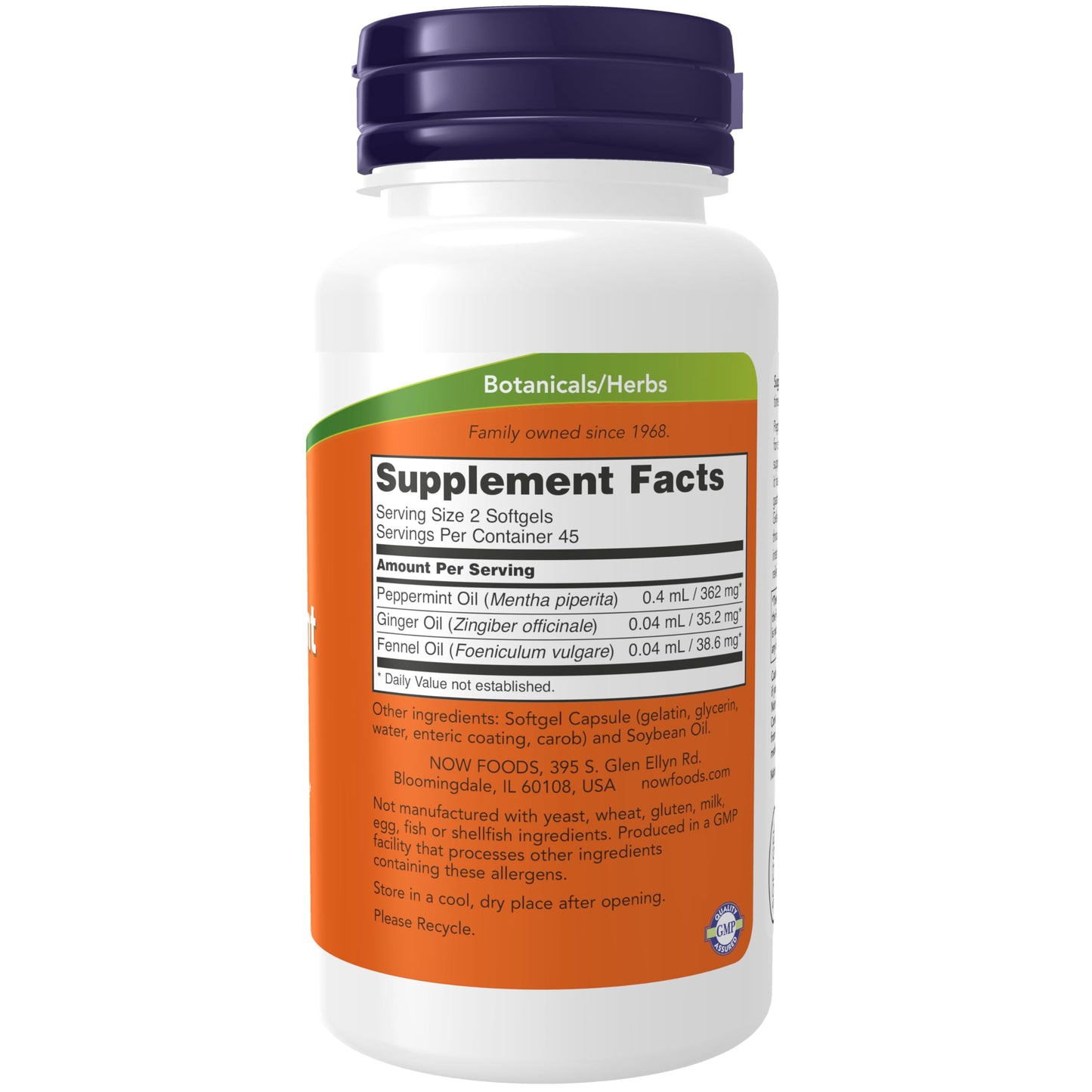 NOW Foods Supplements, Peppermint Gels with Ginger & Fennel Oils, Enteric Coated, Digestive Support*, 90 Softgels - Nirvana Guru