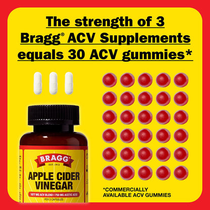 Bragg Apple Cider Vinegar Capsules with Vitamin D and Zinc - 90 Capsules - Supports The Immune System - Nirvana Guru
