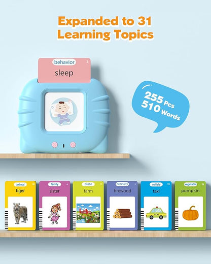 510 Words, Talking Flash Cards for Toddler 1 2 3 4 Year Olds, Language Learning Tools, Pocket Speech Therapy Tools, Autism Aids, Montessori Tools with 31 Themes, Children's Sensory Educational Tools nirvanaguru