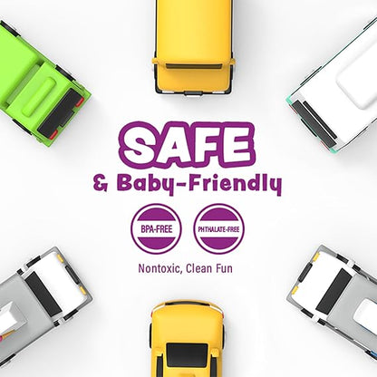 Tub Works® Vehicles™ Bath Cars Mold Free Bath Toys, 6 Pack | Sealed, No Hole Bath Toys Design Keeps Moisture Out | Soft, Squeezable & Float on Water | Fun Baby & Toddler Bath Toys | City Car Bath Toys nirvanaguru