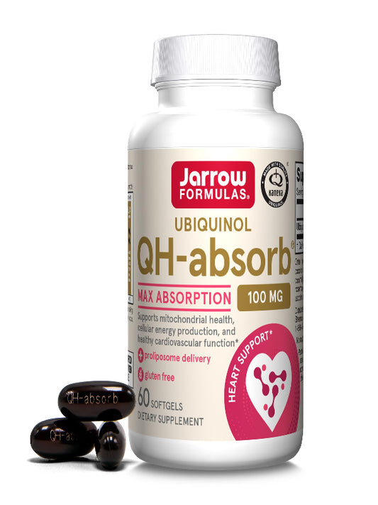 Jarrow Formulas® QH-Absorb®, 100 mg, Ubiquinol Dietary Supplement for Healthy Cardiovascular Function, 120 Softgels, 120 Day Supply - Nirvana Guru