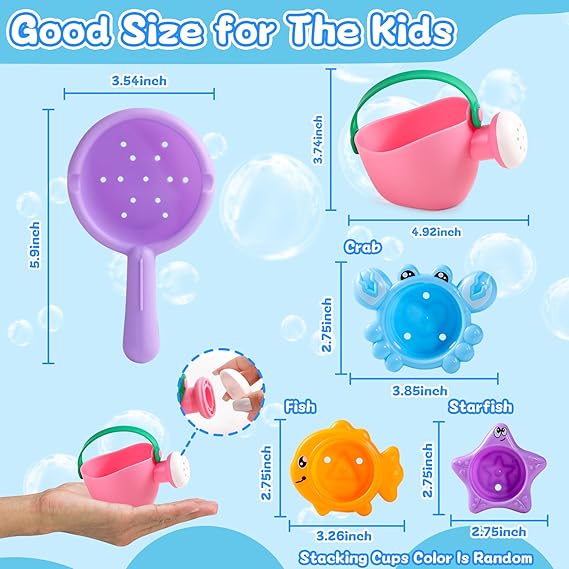 Baby Bath Toys for Kids Ages 1-3 5 PCS Toddler Bath Toys Mold Free for 2-4 Bathtub Sand Beach Pool Water Toddler Toys & Gifts (Color Random) nirvanaguru
