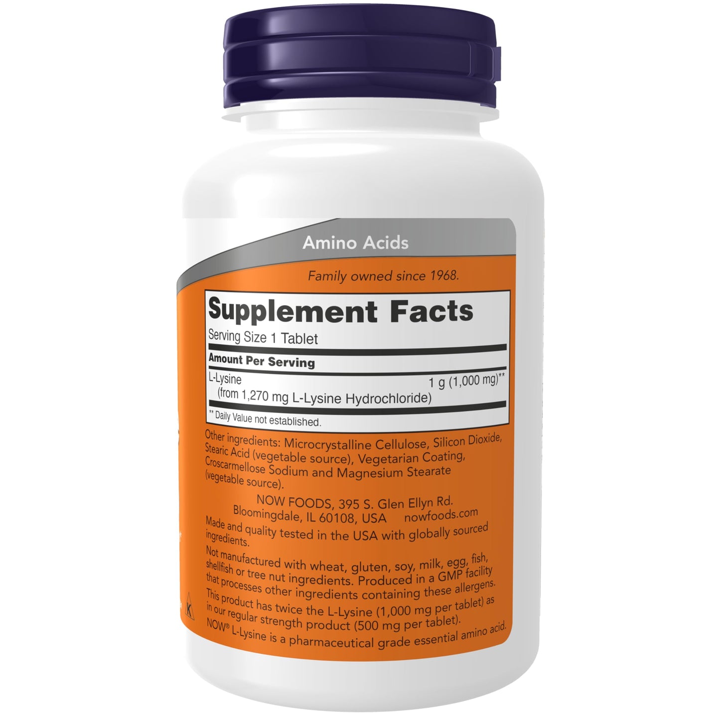 NOW Foods Supplements, (L-Lysine Hydrochloride) 1,000 mg, Double Strength, Amino Acid, 100 Tablets - Nirvana Guru