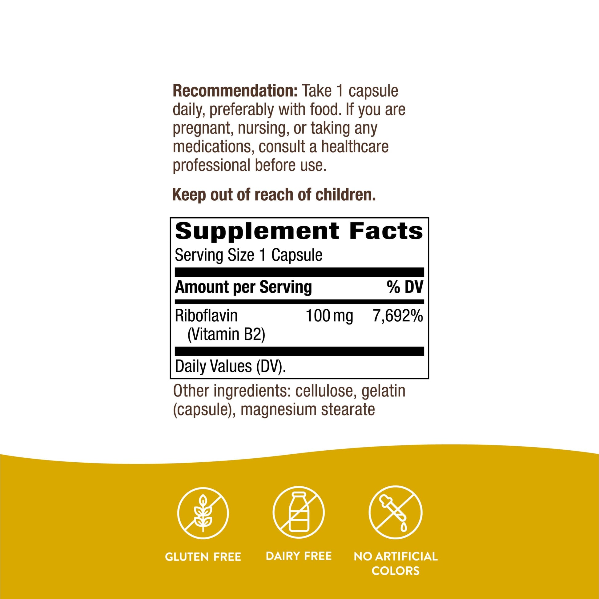 Nature's Way Riboflavin Vitamin B2, Supports Cellular Energy Production*, High Potency Riboflavin, 100 mg per Serving, 100 Capsules (Packaging May Vary) - Nirvana Guru