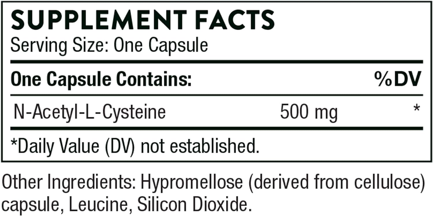 THORNE NAC - N-Acetylcysteine - 500mg - Supports Respiratory Health and Immune Function*; Promotes Liver and Kidney Detox - 90 Capsules - Nirvana Guru