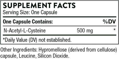 THORNE NAC - N-Acetylcysteine - 500mg - Supports Respiratory Health and Immune Function*; Promotes Liver and Kidney Detox - 90 Capsules - Nirvana Guru