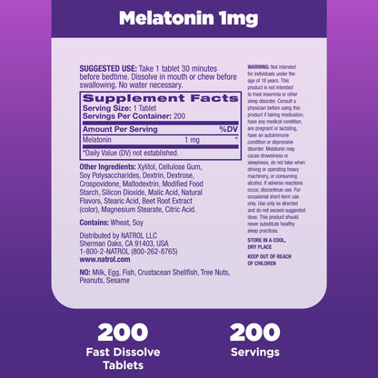 Natrol Fast Dissolve Melatonin 1 mg, Melatonin Supplements for Restful Sleep, Sleep Support for Adults, 90 Strawberry-Flavored Tablets, Up to a 90 Day Supply Nirvana Guru