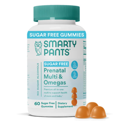 SmartyPants Prenatal Vitamins for Women, Sugar Free Multivitamin Gummies: Methylfolate, Omega 3 (ALA) Vitamin D3, C, Vitamin B12, B6, A, K & Zinc, Inositol, Erythritol Free, 60 Count (20 Day Supply) Nirvana Guru