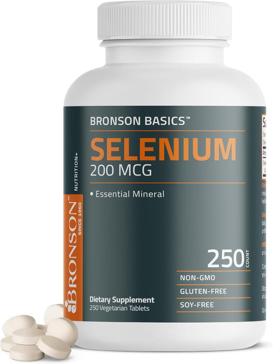 Bronson Selenium 200 mcg Immune & Antioxidant Support Essential Mineral, 250 Vegetarian Tablets Nirvana Guru