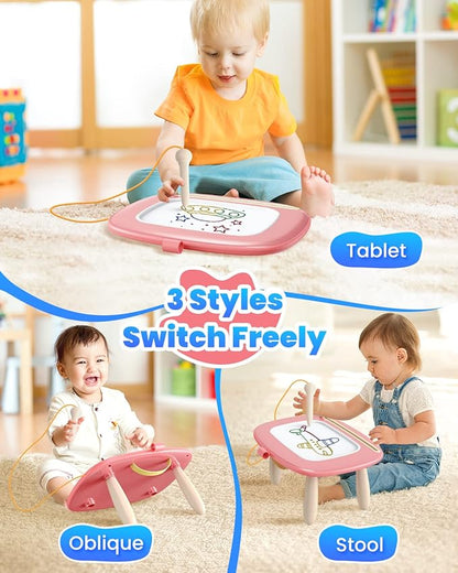 Magnetic Drawing Board, Toddler Girl Toys for 1-2 Year Old, Doodle Board Pad Learning and Educational Kids Toys for 1 2 3 Year Old Baby Girl Birthday Christmas GIF- Pink Nirvana Guru