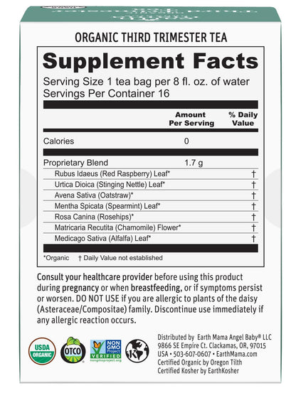 Earth Mama Organic Third Trimester Tea Bags | 100% USDA Organic Herbal Tea for Late Pregnancy Comfort + Childbirth Preparation, 16 Teabags Per Box (2-Pack) Nirvana Guru