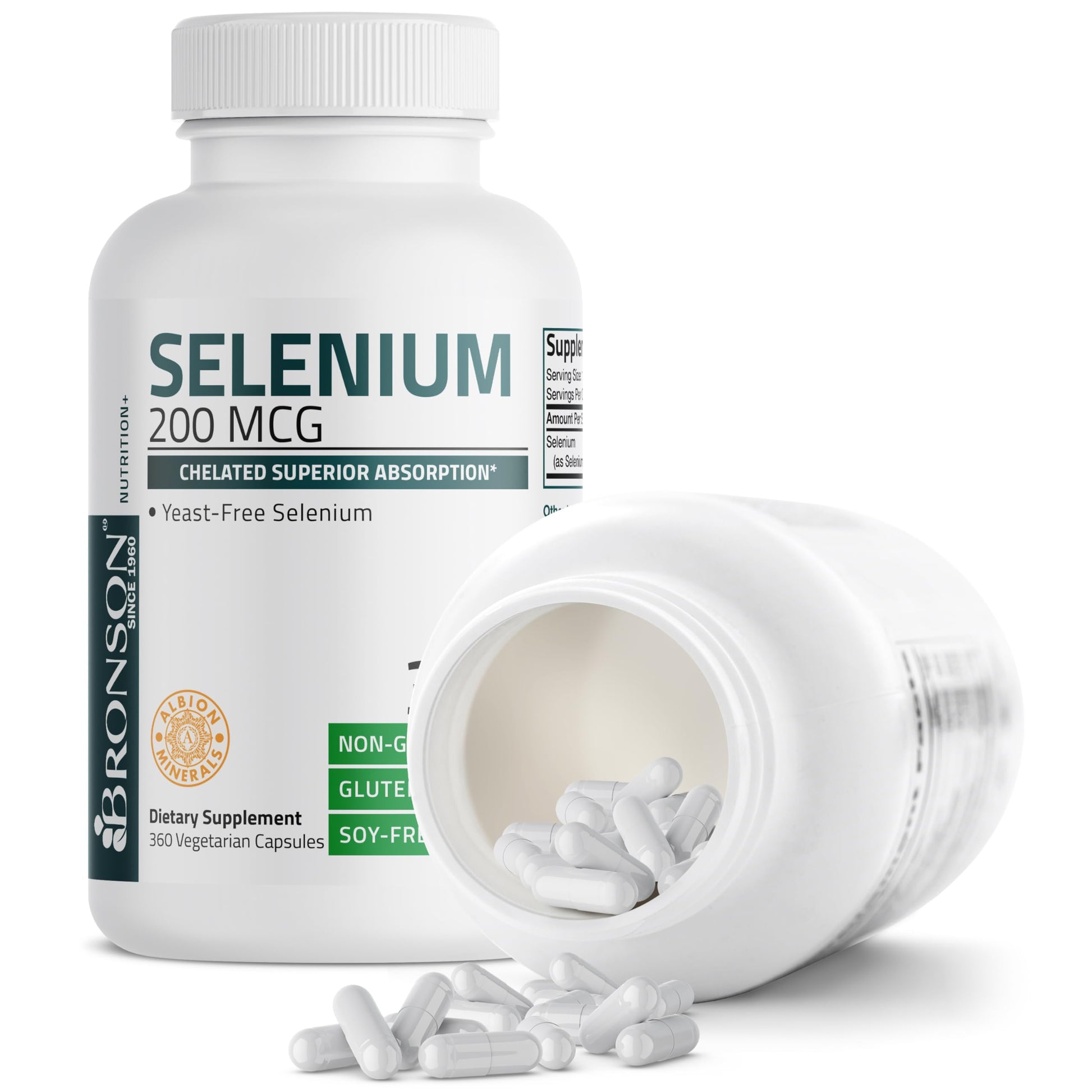 Bronson Selenium 200 mcg – Yeast Free Chelated Amino Acid Complex - Essential Trace Mineral with Superior Absorption, 250 Vegetarian Capsules Nirvana Guru