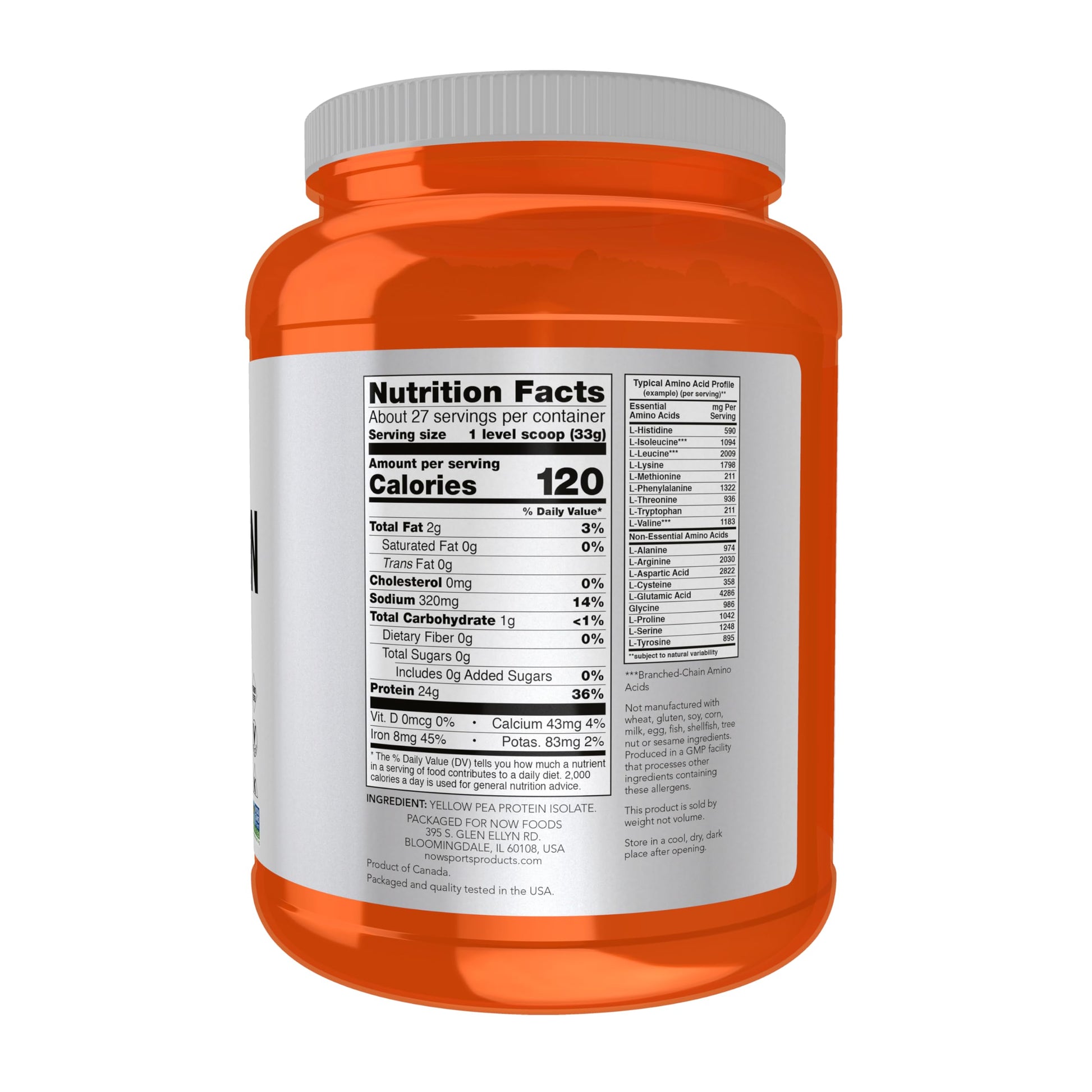NOW Foods Sports Nutrition, Pea Protein 24 g, Fast Absorbing, Unflavored Powder, 2-Pound - Nirvana Guru