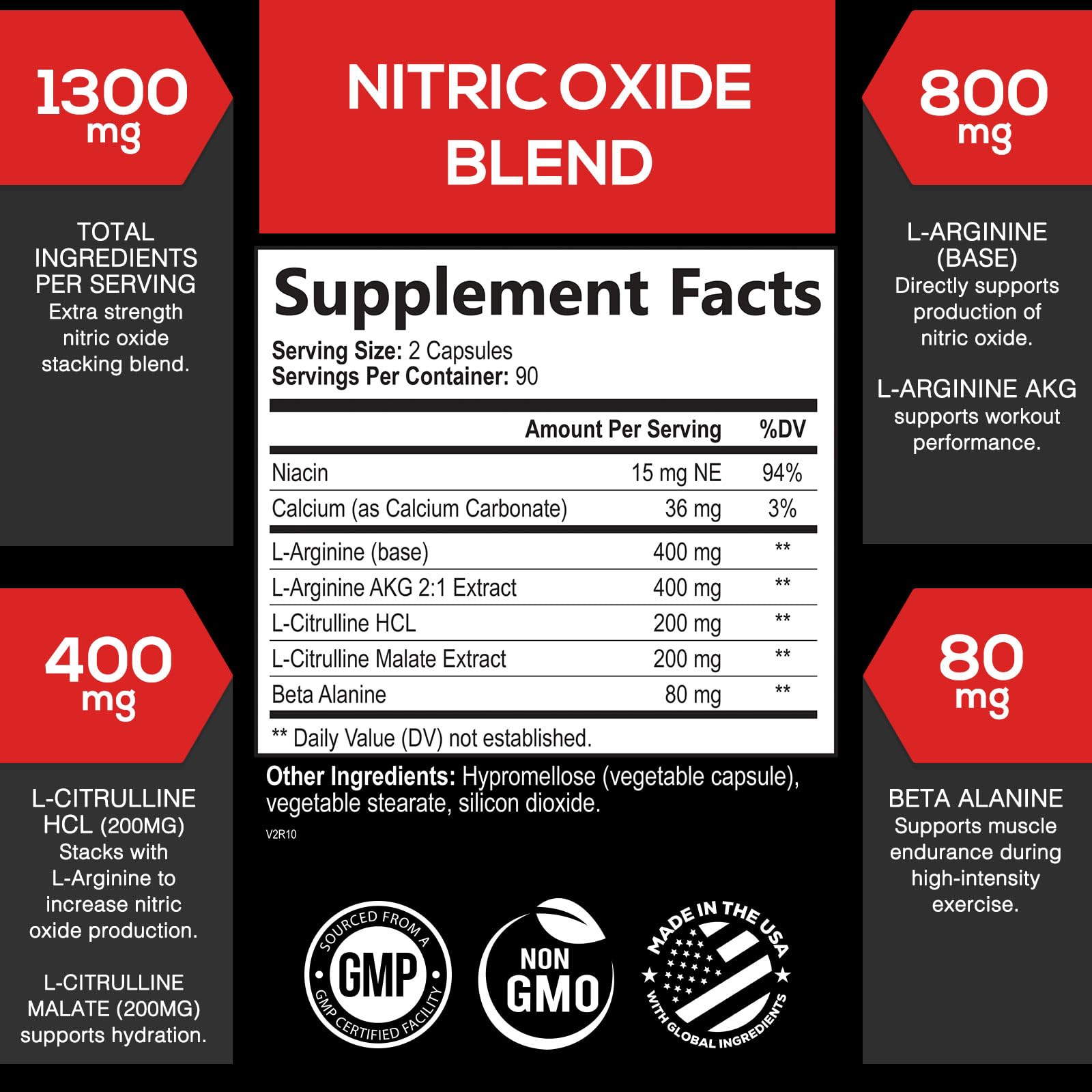 Extra Strength Nitric Oxide Supplement 3X Strength L Arginine, Citrulline Malate, AAKG, Beta Alanine - Premium Muscle Supporting Nitric Booster - Natural Energy & Heart Health Support - 180 Capsules Nirvana Guru