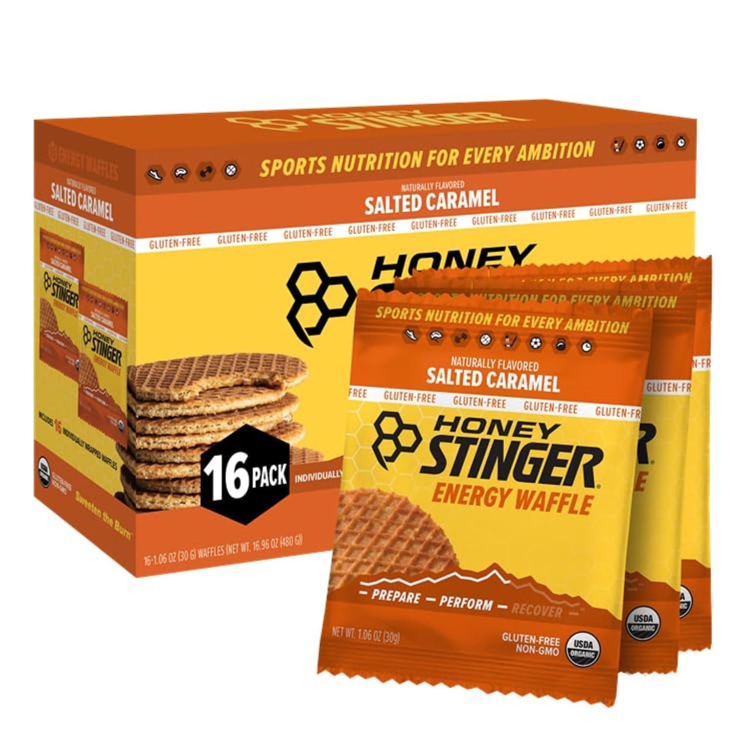 Honey Stinger Organic Honey Waffle Energy Stroopwafel for Exercise, Endurance and Performance Sports Nutrition for Home & Gym, Pre and Post Workout Box of 16 Waffles, 16.96 Ounce (Pack of 16)
