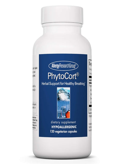 Allergy Research Group PhytoCort Supplement - Respiratory Support, Lung Health, Lung Detox, Lung Cleanse, Healthy Breathing, Herbal Support, Reishi, Licorice, Noni, Vegetarian Capsules - 120 Count Nirvana Guru