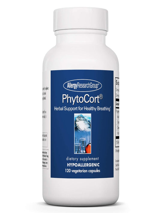 Allergy Research Group PhytoCort Supplement - Respiratory Support, Lung Health, Lung Detox, Lung Cleanse, Healthy Breathing, Herbal Support, Reishi, Licorice, Noni, Vegetarian Capsules - 120 Count Nirvana Guru