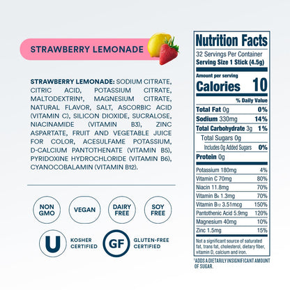 DripDrop Sugar Free Hydration Packets - Zero Classic Variety Pack - Single Serve Electrolytes Powder Drink Mix - Lemon Lime, Watermelon, Peach, Passion Fruit - Non-GMO, Gluten Free, Vegan - 32 Sticks