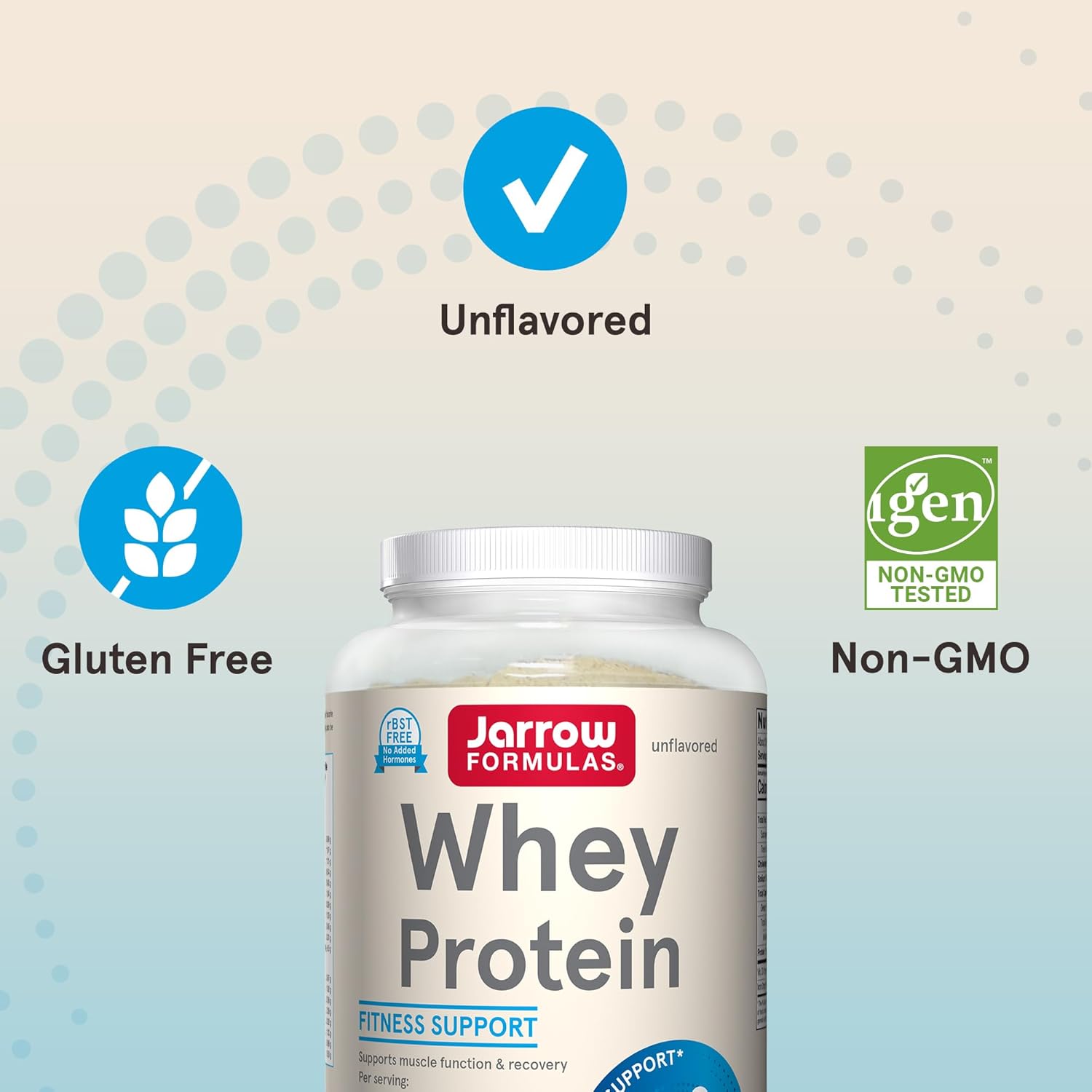 Jarrow Formulas Whey Protein With 18 g of Protein, 3.8 g of BCAAs, and Glutamine, Dietary Supplement for Muscle Function and Recovery Support, 32 oz Unflavored Powder, Approximately 38 Day Supply - Nirvana Guru
