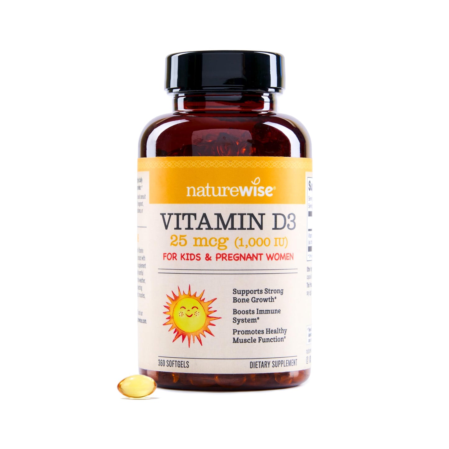 NatureWise Vitamin D3 5000iu (125 mcg) 1 Year Supply for Immune Support, Healthy Muscle Function, and Bone Health - Non-GMO, Gluten Free in Organic Extra Virgin Olive Oil, (Mini Softgel), 360 Count
