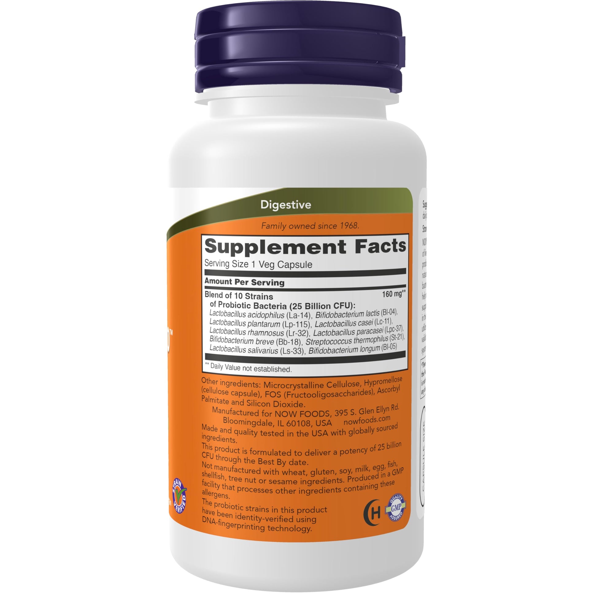 NOW Foods Supplements, Probiotic-10™, 25 Billion, with 10 Probiotic Strains, Dairy, Soy and Gluten Free, Strain Verified, 100 Veg Capsules - Nirvana Guru