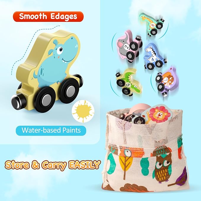 Toys for Toddlers, 11 Magnetic Wooden Animals Train Set, Montessori Toys for Toddlers, Preschool Learning Activities for Kids, Birthday Gifts for Boys, Girls nirvanaguru